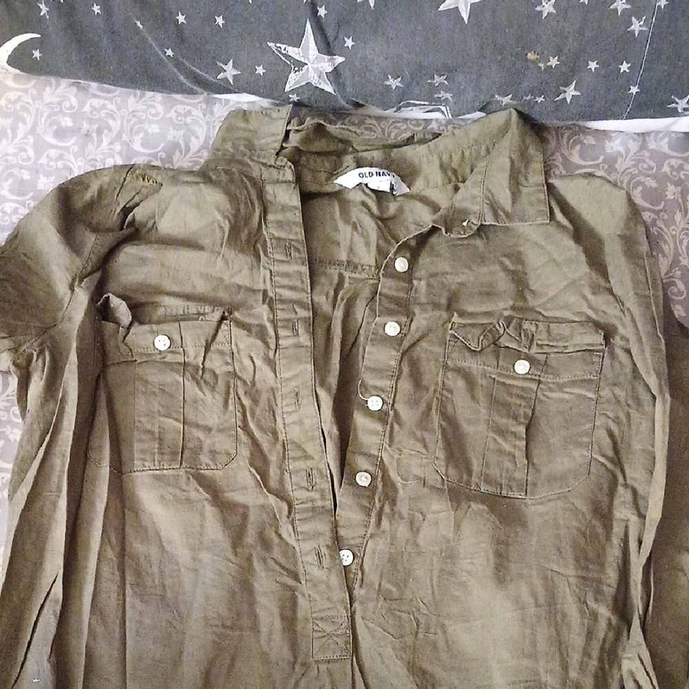 Old Navy Khaki Button-Up Shirt